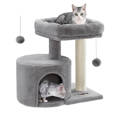 Feandrea cat tree tower with sisal post for scratching and climbing.