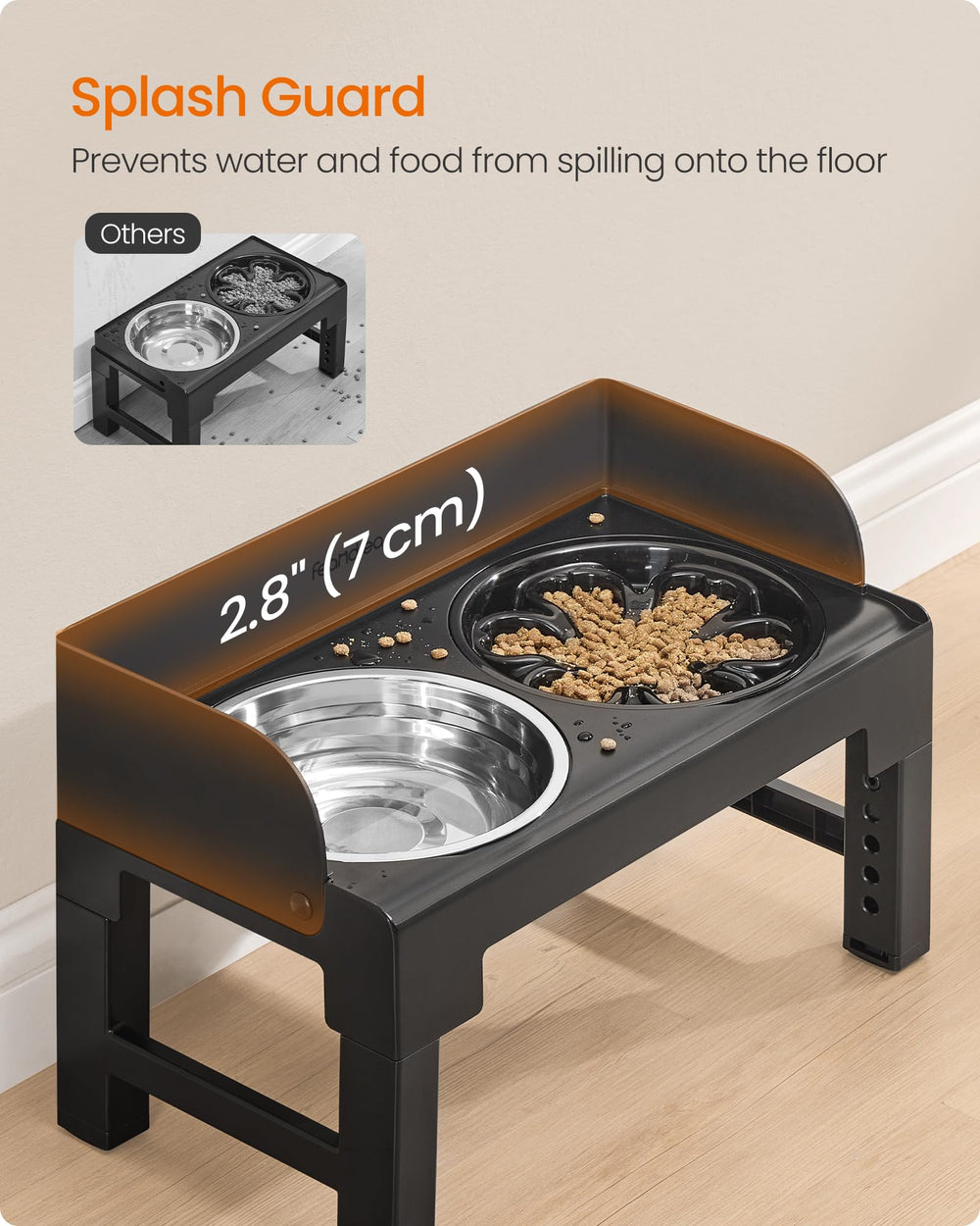 Feandrea two stainless steel bowls provide hygienic, dishwasher-safe feeding options.