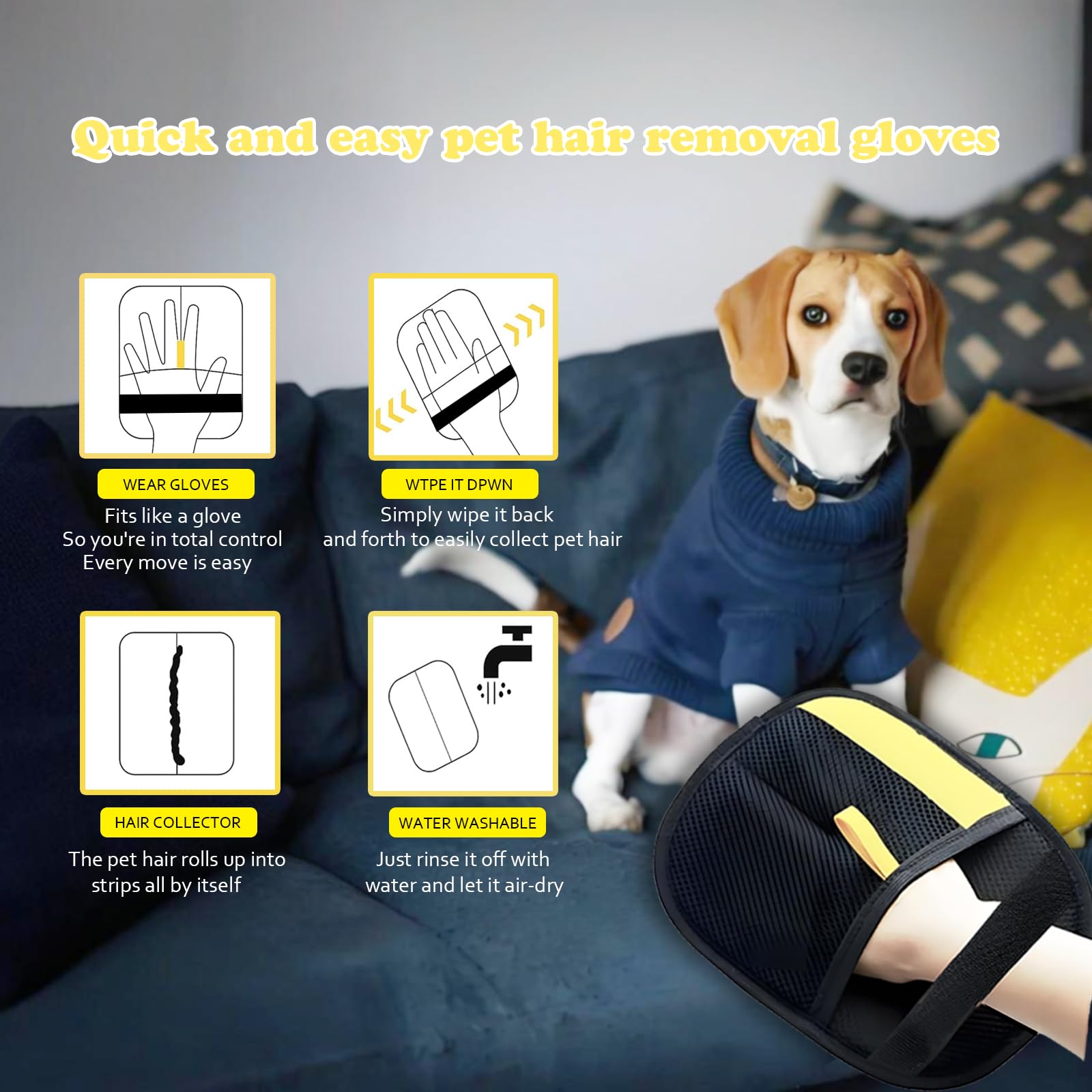 febnwn pet hair removal glove washable reusable keeps cleaning eco-friendly