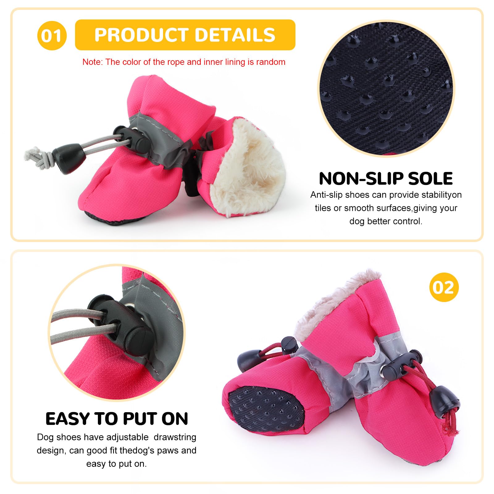 Fecialy dog shoes non-slip rubber soles provide stable footing.