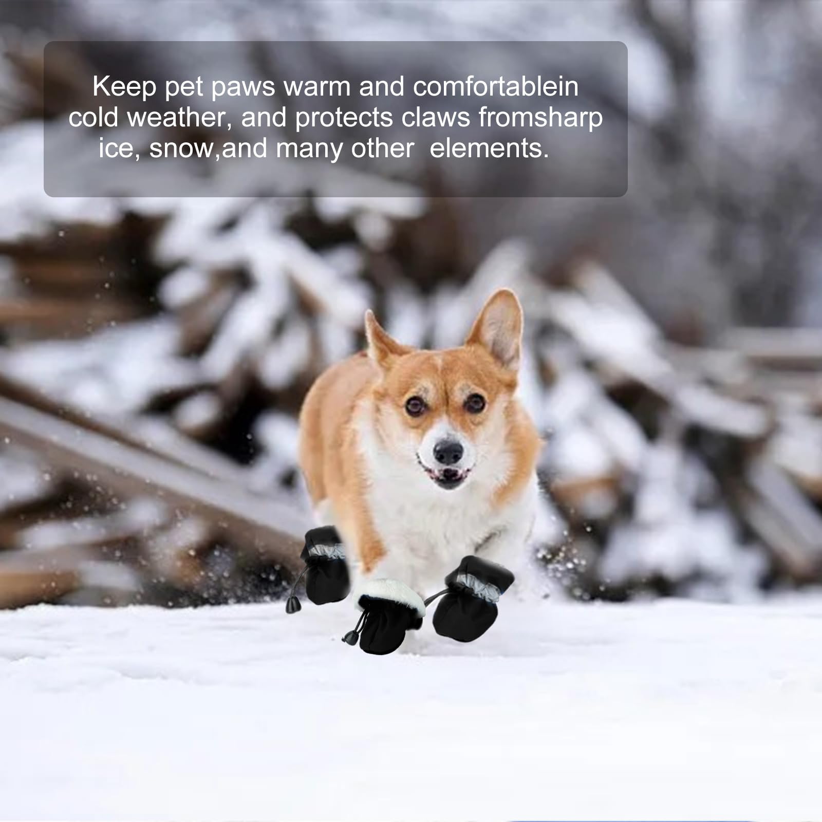 Fecialy dog shoes warm fleece interior keeps paws cozy