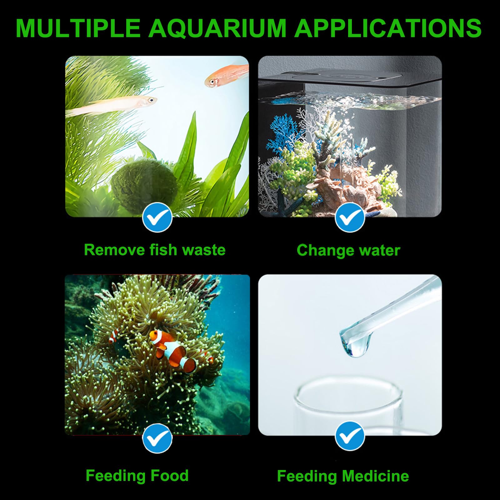 Fecsam long aquarium tool for undisturbed maintenance and algae control in tanks.