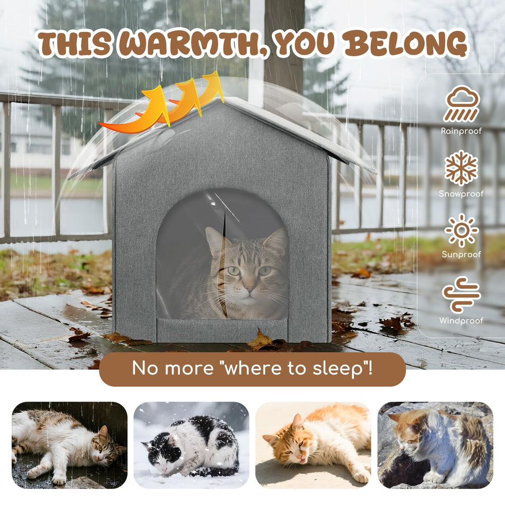 Fecuria outdoor cat house collapsible design demonstrates tool-free, portable assembly