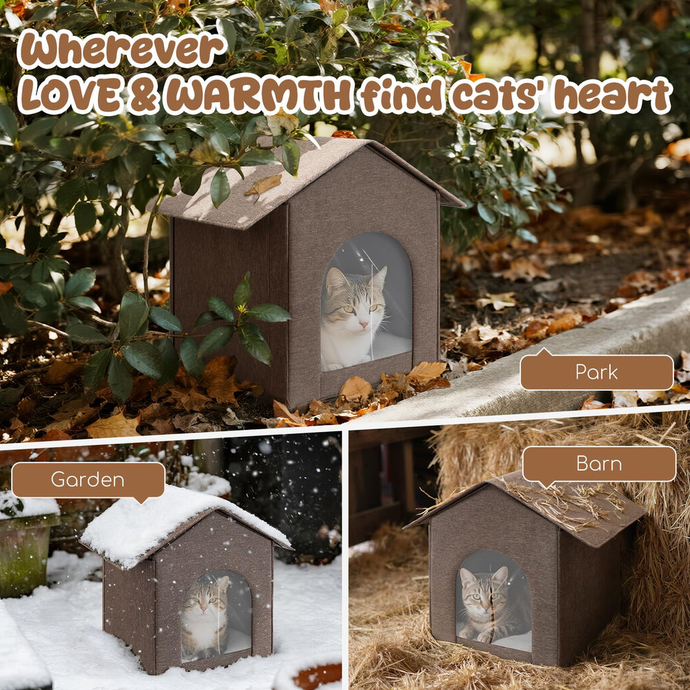 Fecuria outdoor cat house with 13x17x17 dimensions for roomy comfort