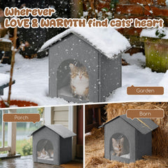 Fecuria outdoor cat house door curtain close-up highlights wind and rain protection