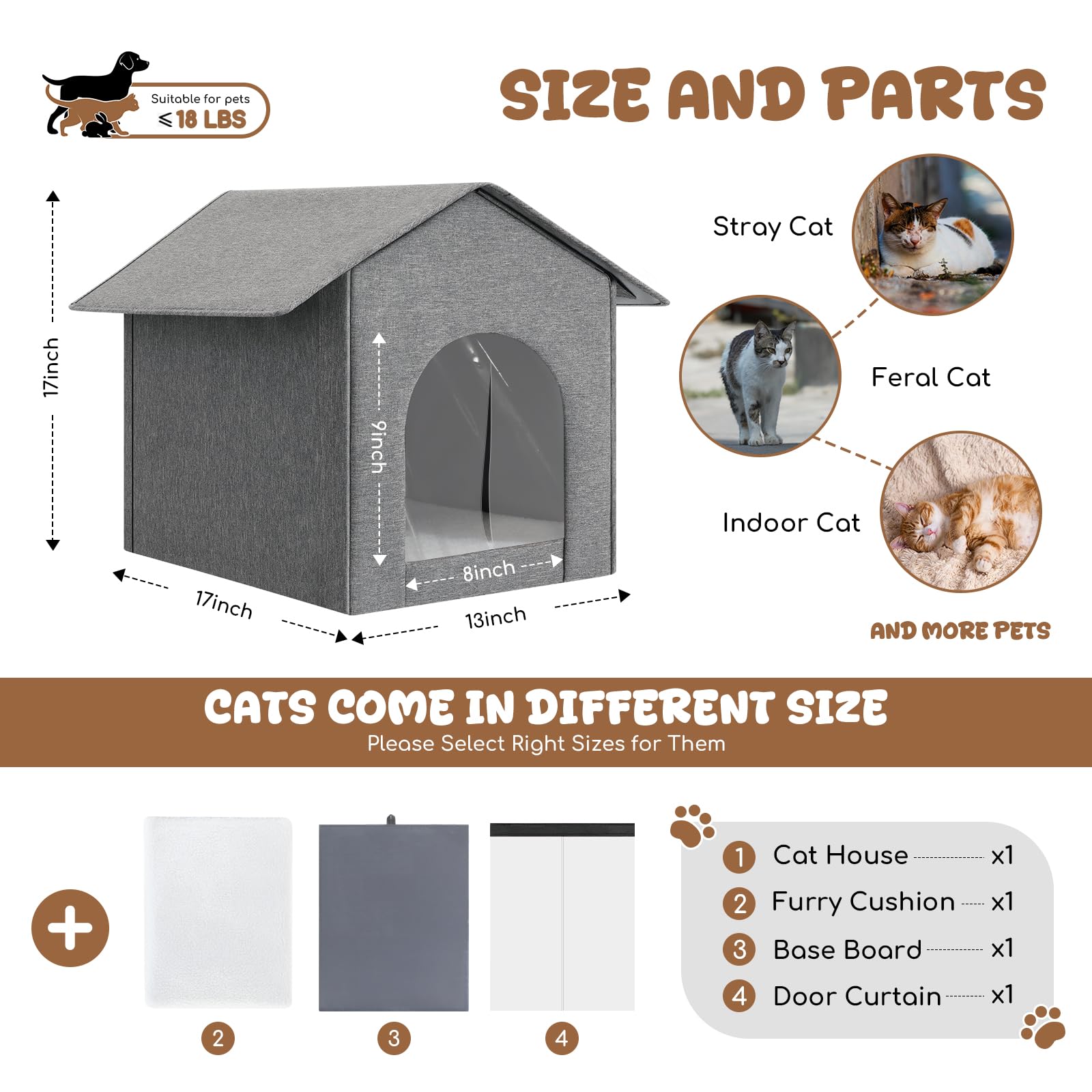 Fecuria outdoor cat house easy cleaning with water rinse and air dry