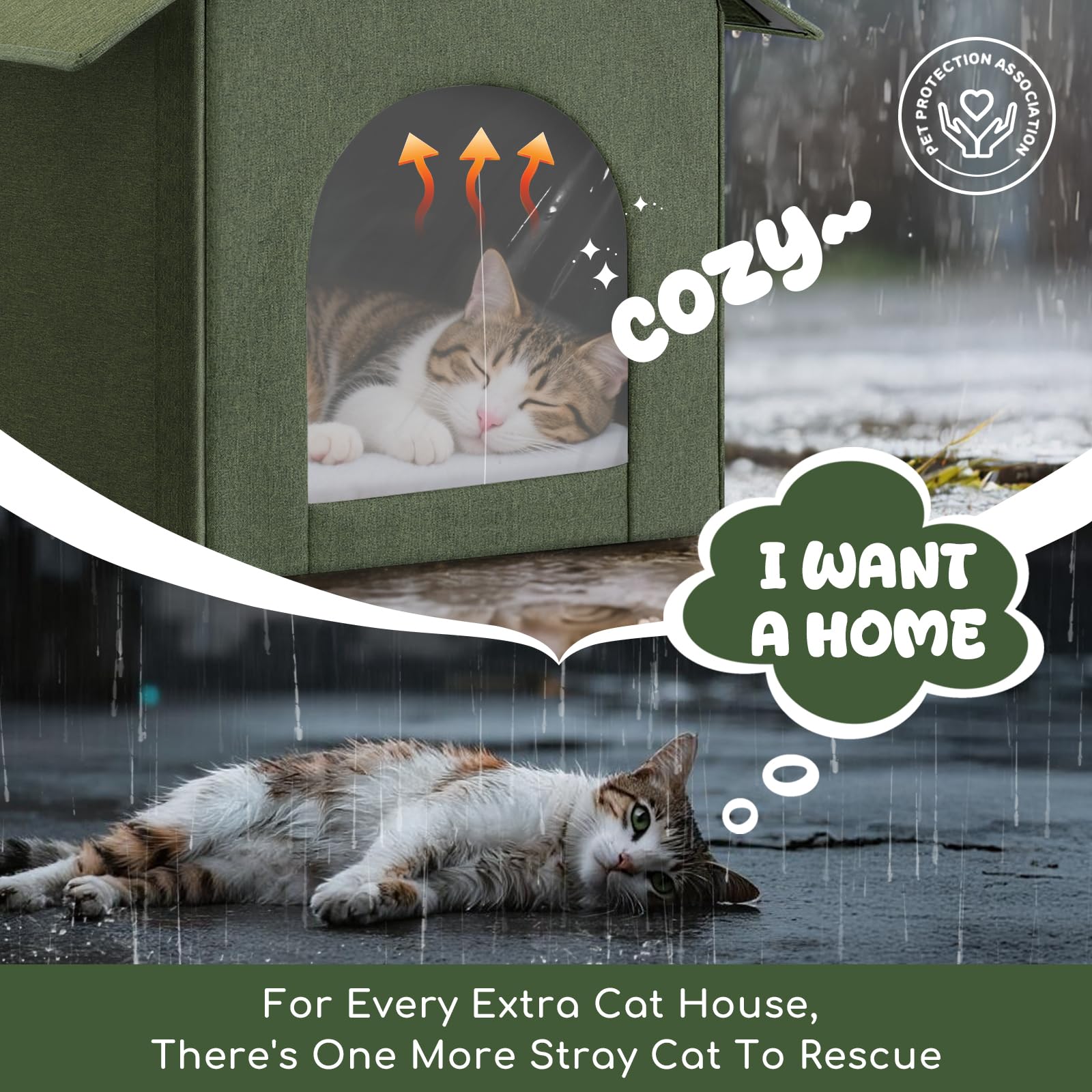 Fecuria feral-cat shelter design provides warm shelter in outdoor spaces.