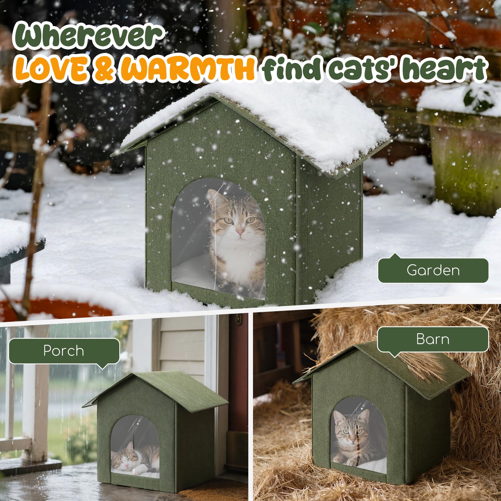 Fecuria outdoor cat house with TPU coating keeps interior dry after showers.