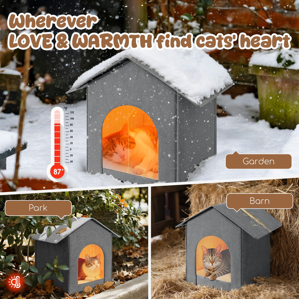 Fecuria outdoor cat house showing waterproof fabric and scratch-resistant material for dryness.