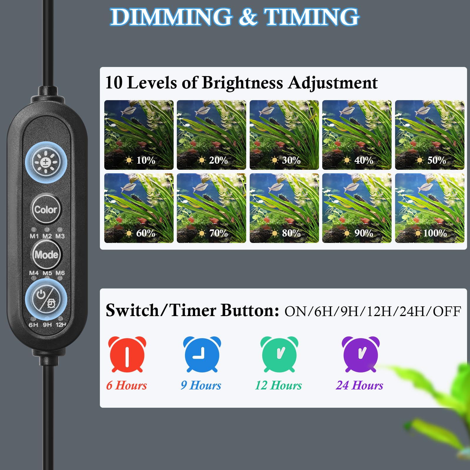 FEDOUR color changing mode adds dynamic ambient lighting to aquarium displays.