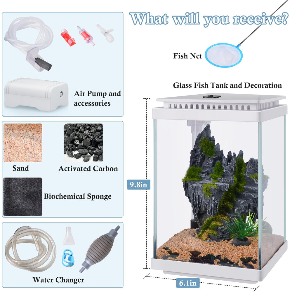 FEDOUR desk aquarium kit components displayed for quick setup.