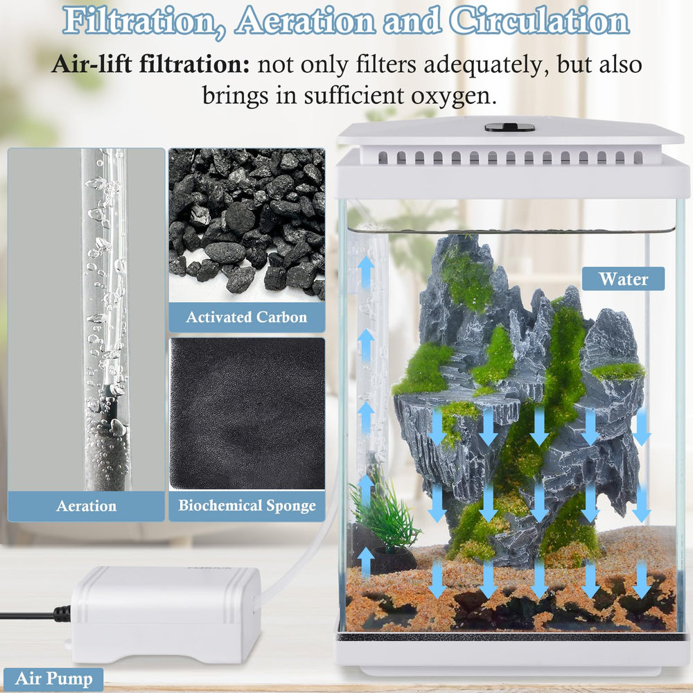 FEDOUR LED-lit aquarium enhances a vivid desktop display with plant-friendly lighting.