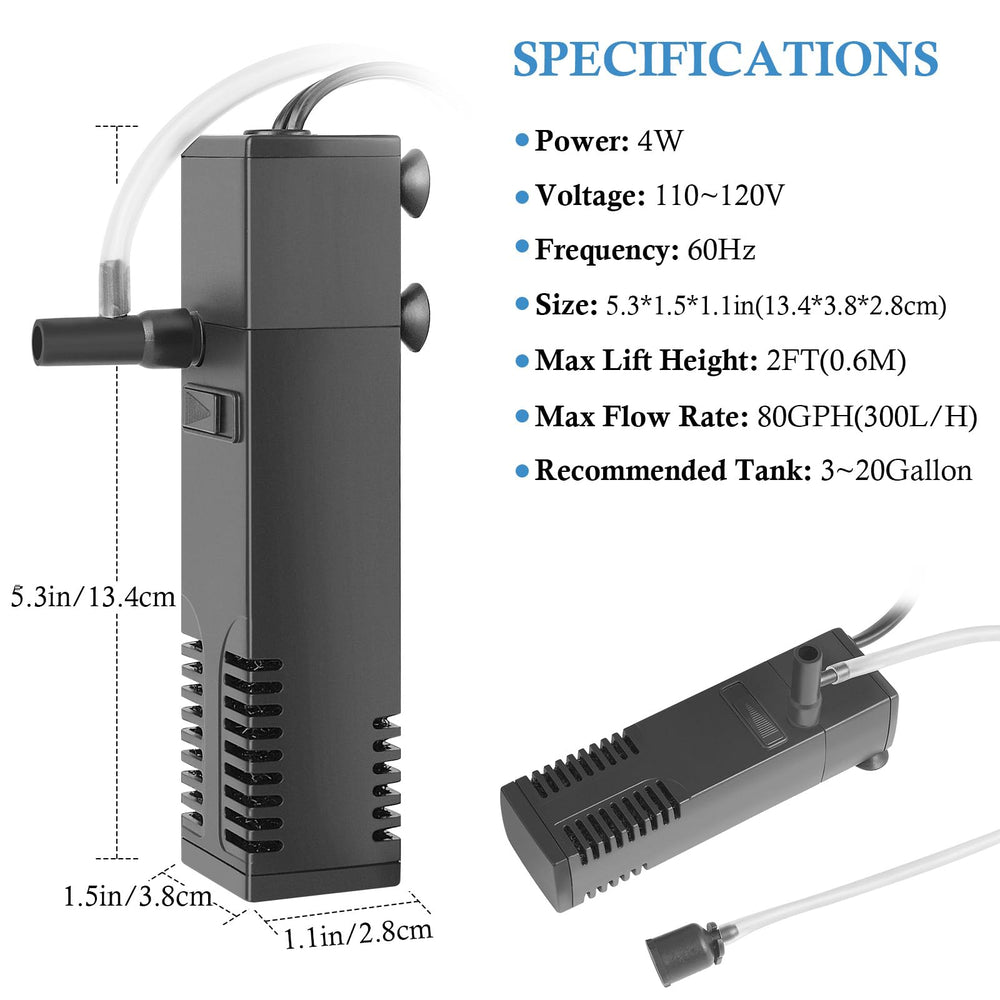 FEDOUR submersible filter compact dimensions save space in tight aquariums.