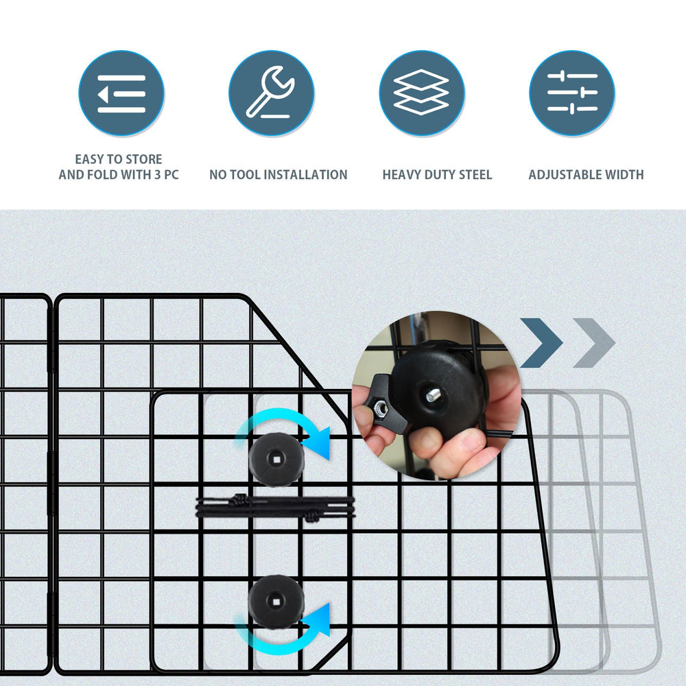 FEED GARDEN dog barrier headrest installation shows quick, tool-free mounting