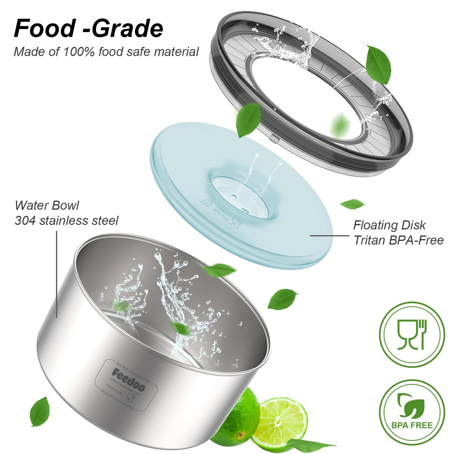 Feedoo anti-slip base keeps the bowl steady during lively drinking sessions.