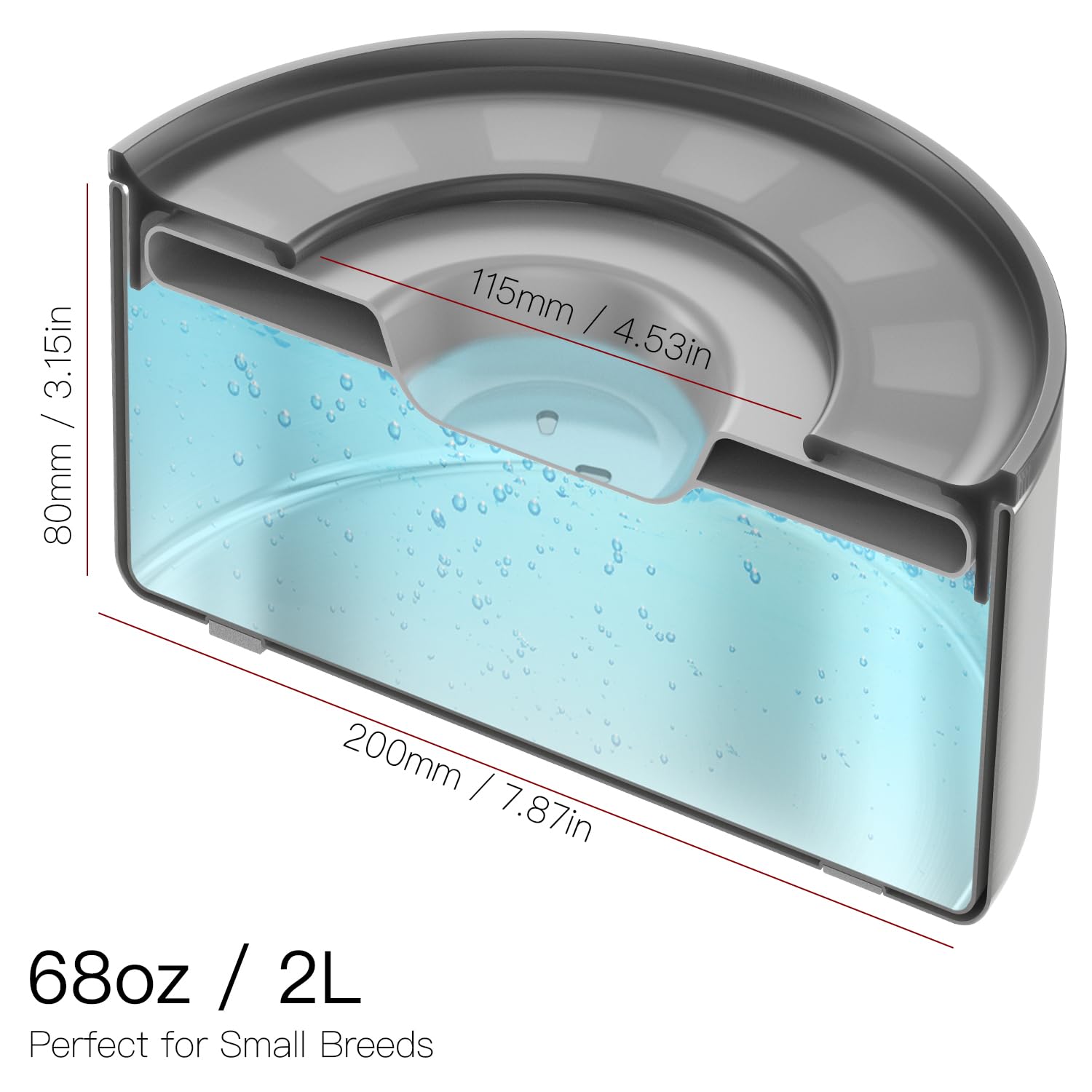 Feedoo 2L capacity ideal for medium dogs and multi-pet homes.