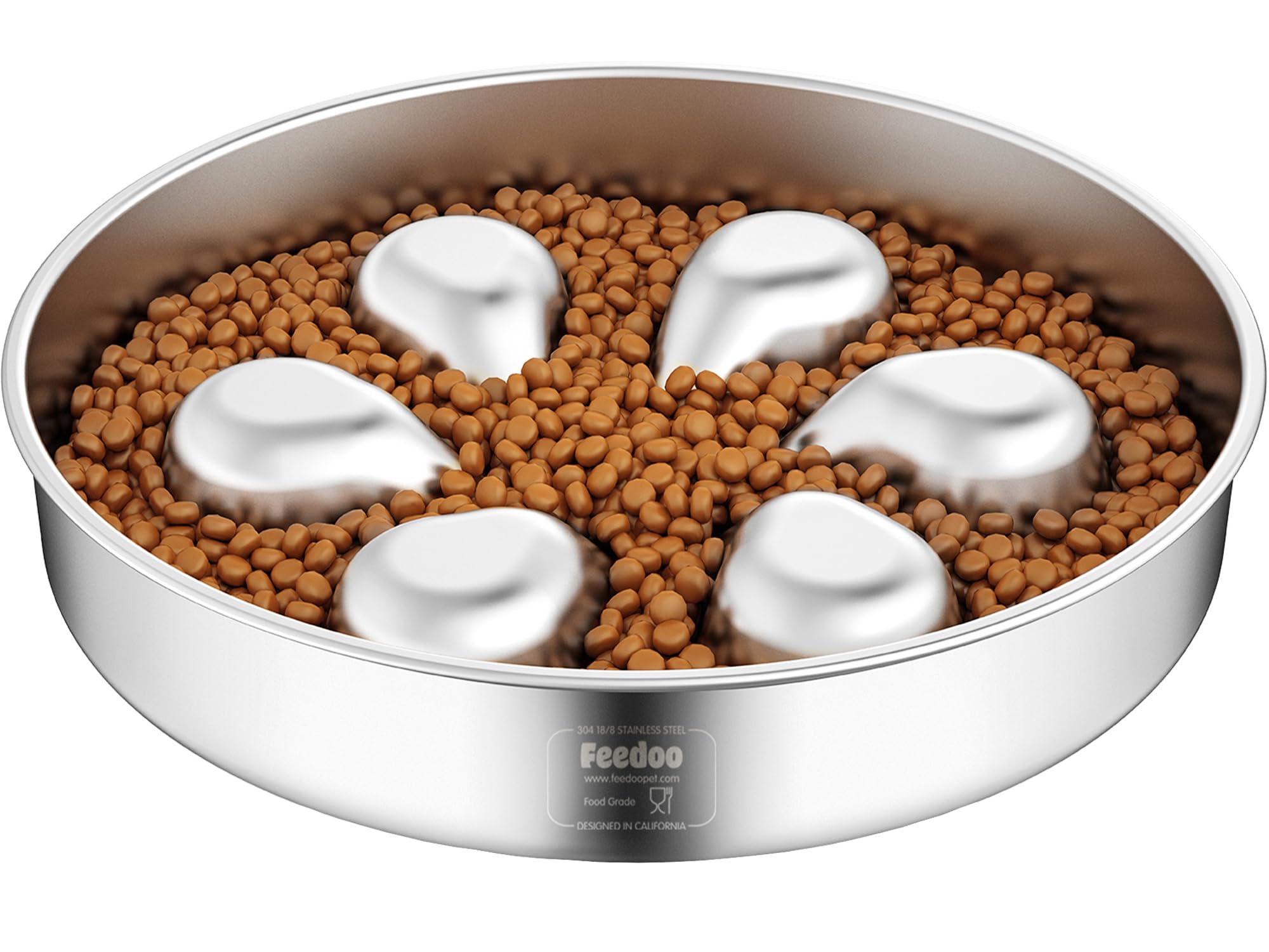 Feedoo slow-feeder bowl front view shows stable, spill-reducing design for large dogs.