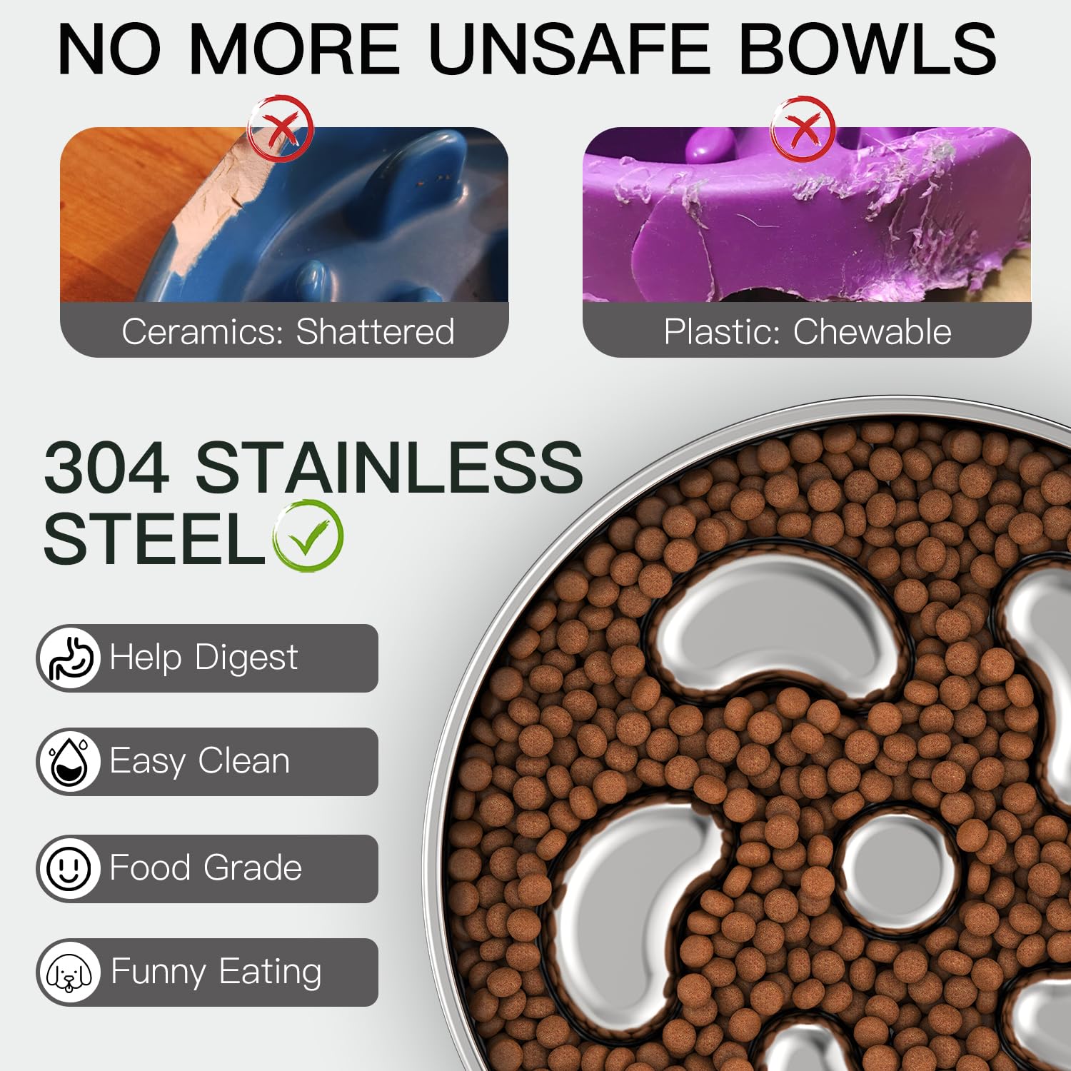 Feedoo Slow Feeder Bowl heavy-base provides stability during meals