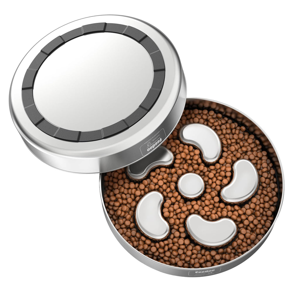 Feedoo slow feeder bowl in use to promote mindful eating.