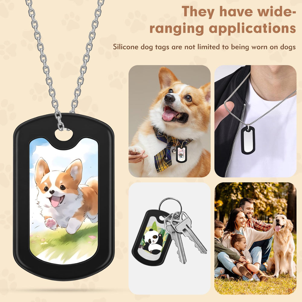 Feehope black military-style dog tag silencer highlights discreet, effective noise reduction.