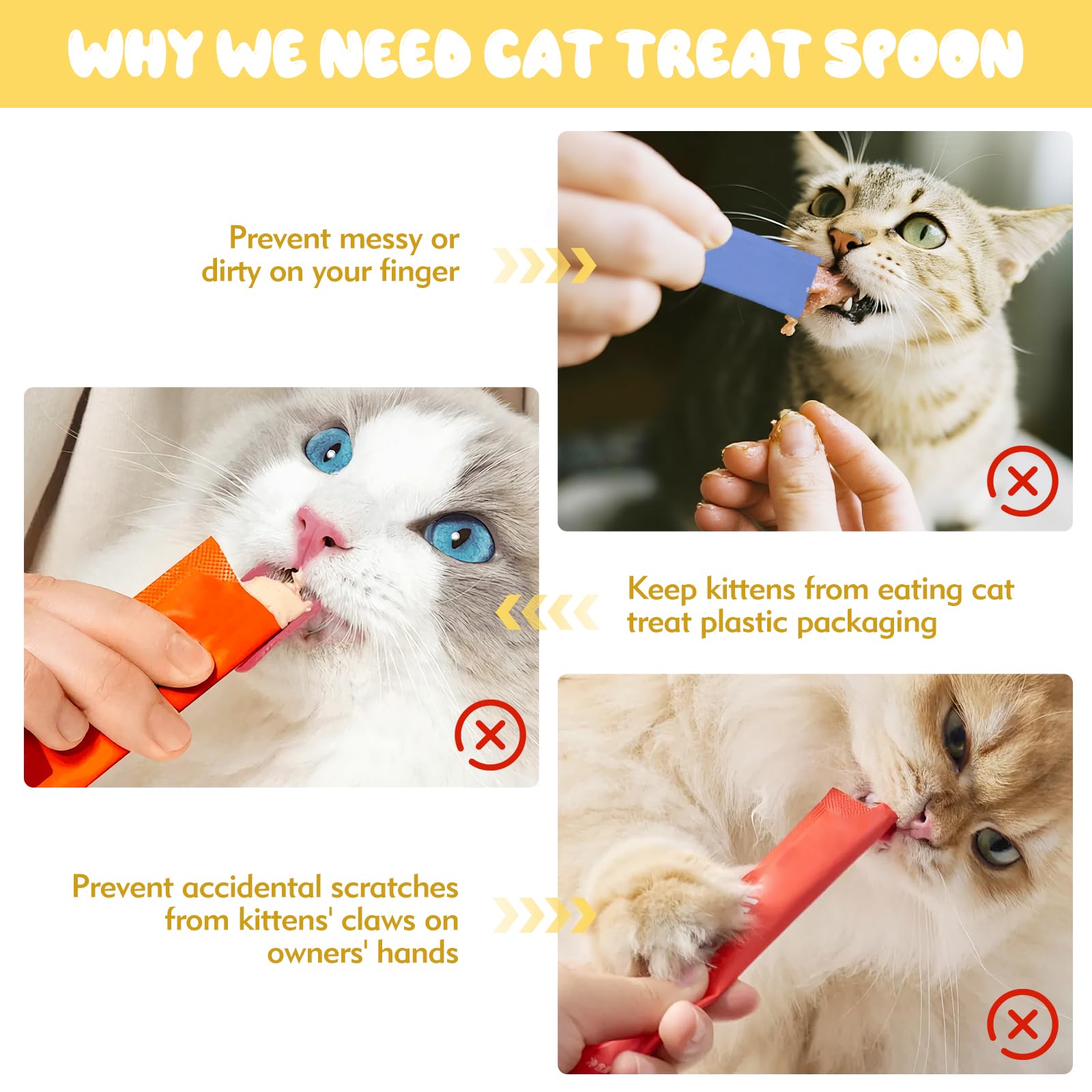feehope cat treat feeder spoon dispenses wet food to a curious cat.