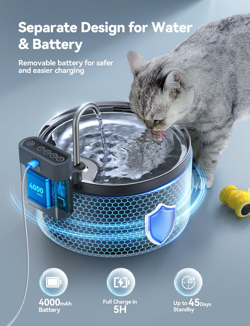 FEELNEEDY 4000mAh battery detached view conveys extended cordless operation.