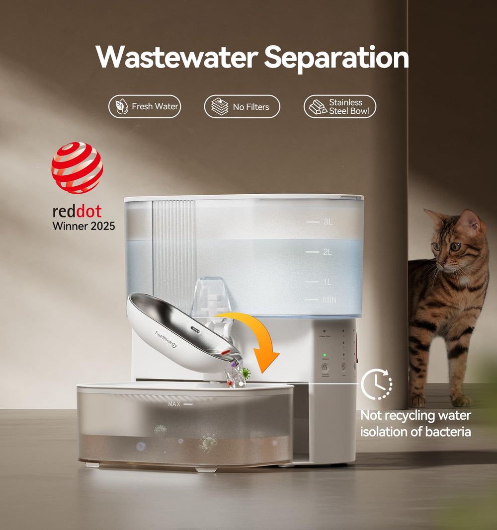 FEELNEEDY wireless cat water fountain battery status enables cordless usage