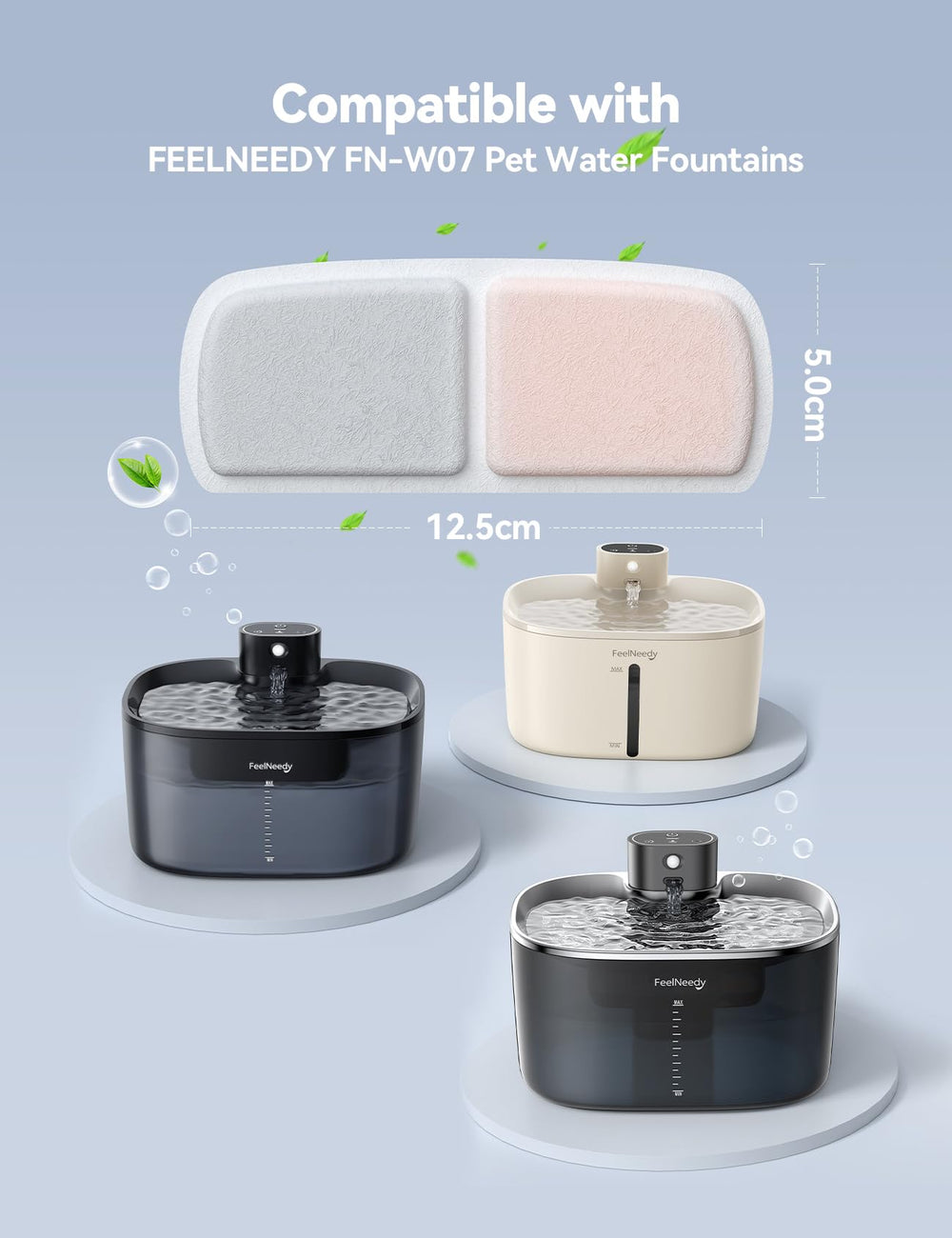 FEELNEEDY 6-pack sponge filters prevent impurities in cat water.
