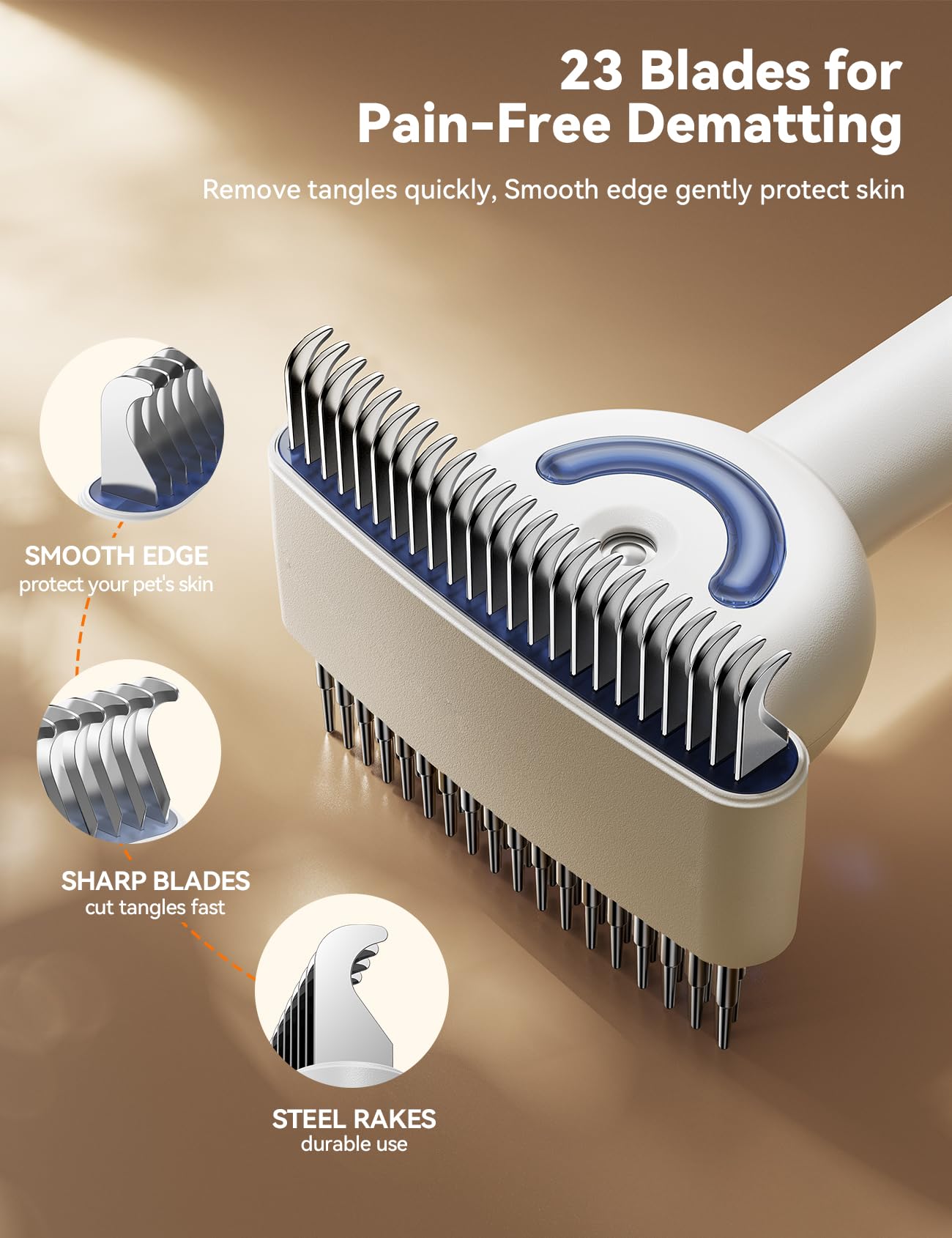 FEELNEEDY dog brush 35-rounded-pins gently detangles and massages undercoat