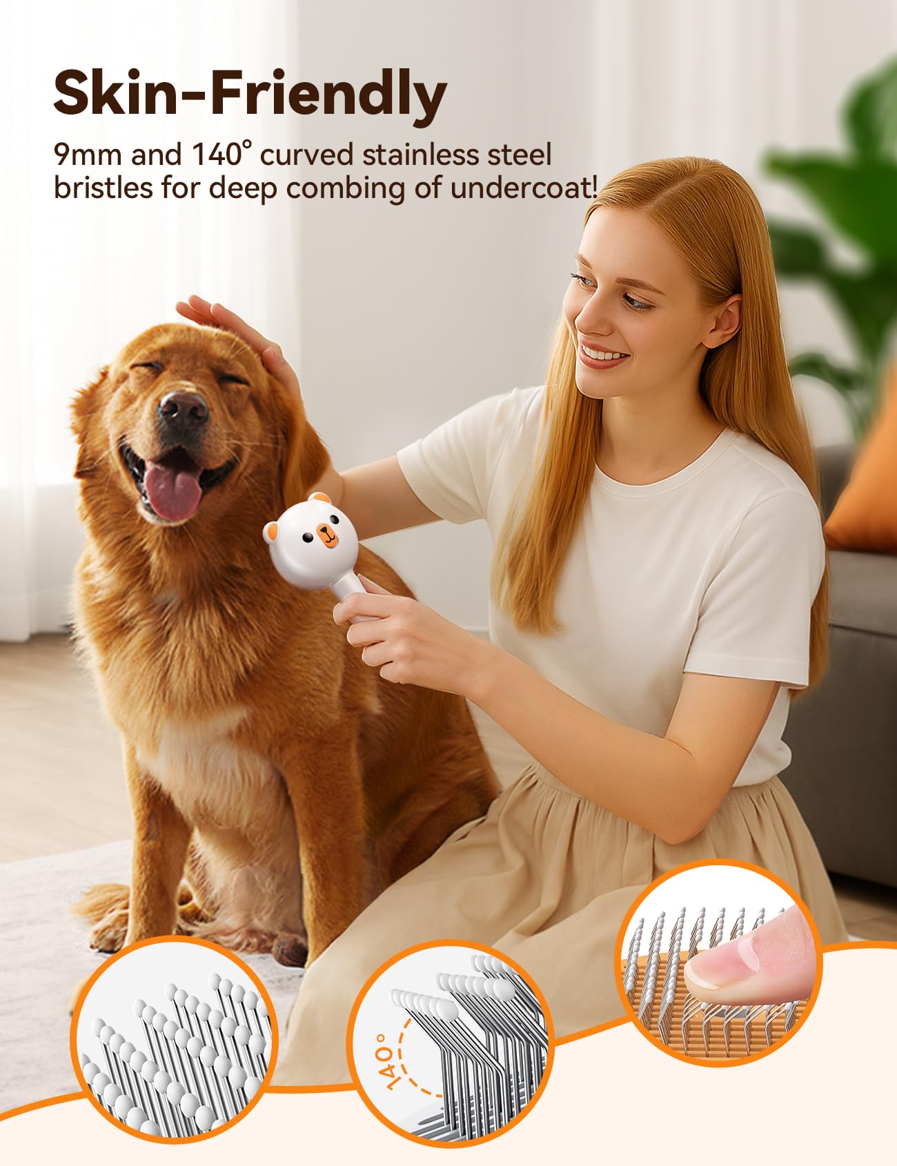 FEELNEEDY Pet Steam Brush in use on a pet for grooming