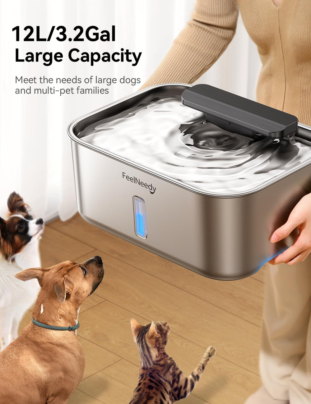 FEELNEEDY deeper tray reduces splashing for calm, mess-free feeding sessions.