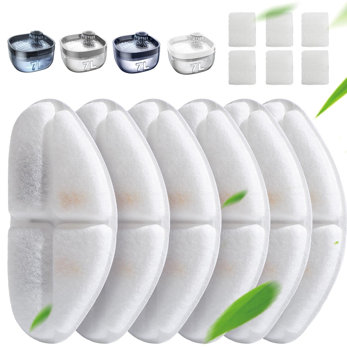 FEELNEEDY FN-W05 replacement filters 6-pack for cleaner, safer pet drinking water.