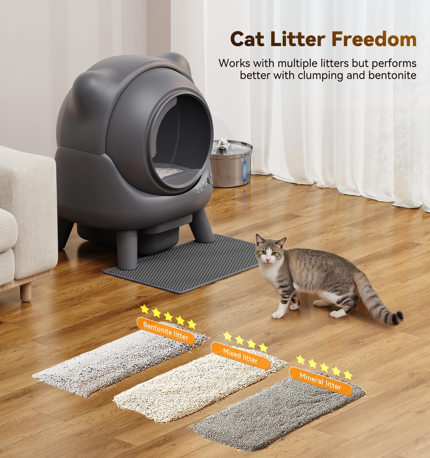 FEELNEEDY multi-cat room-scene shows suitability for households with several felines.