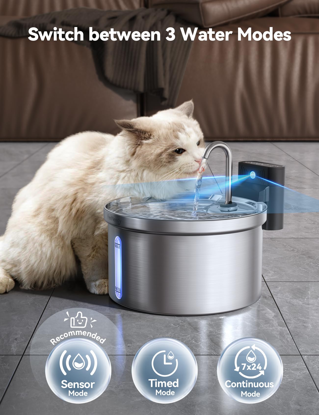 FEELNEEDY 3-mode, 2-flow system demonstrated with close-up