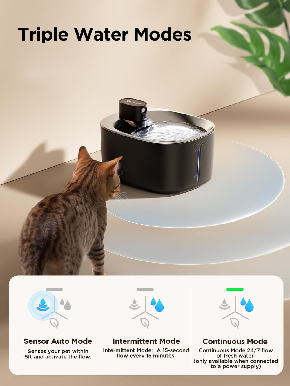 FEELNEEDY wireless cat water fountain battery operated for water access anywhere without cords.