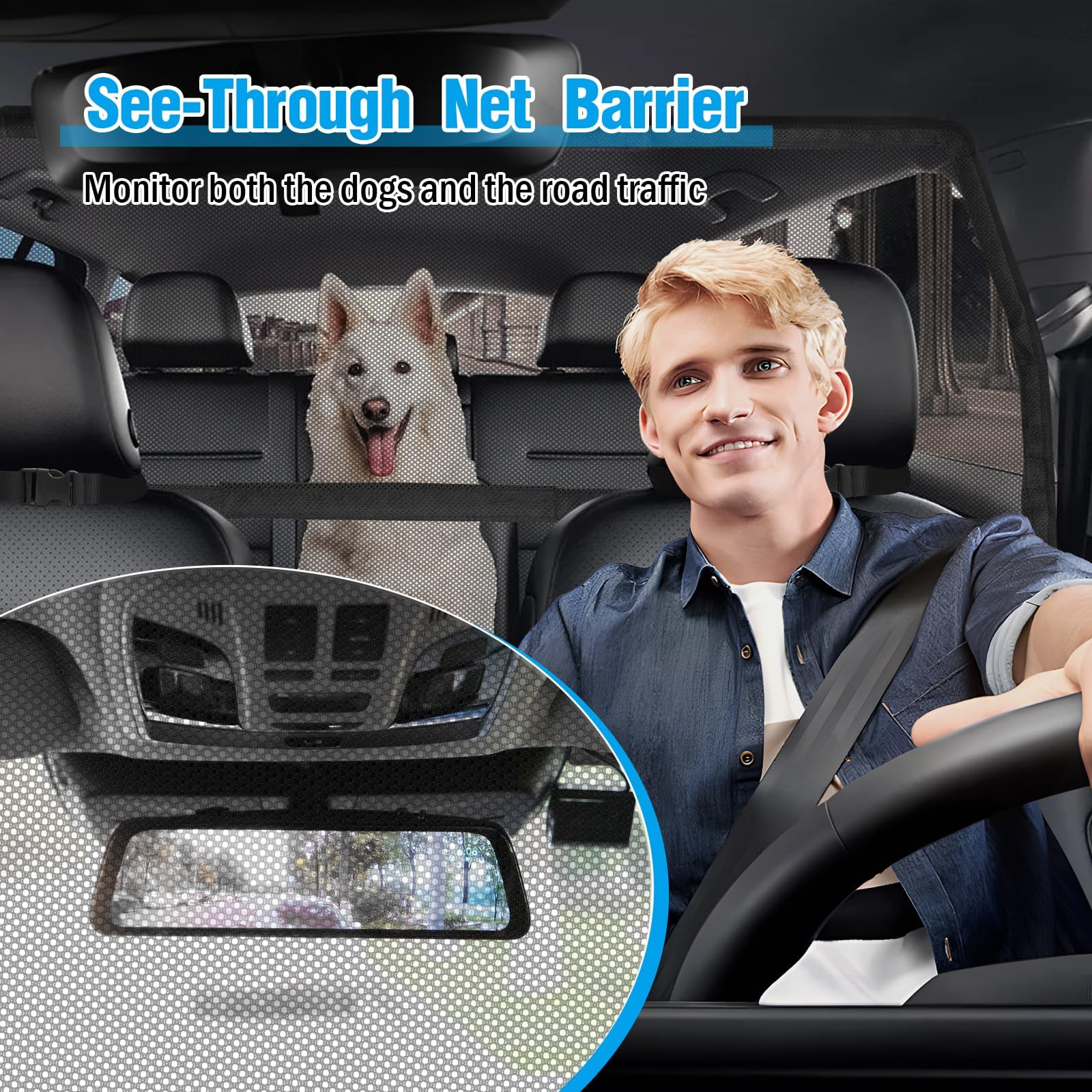 Feestars barrier anti-scratch mesh protects car interior during trips