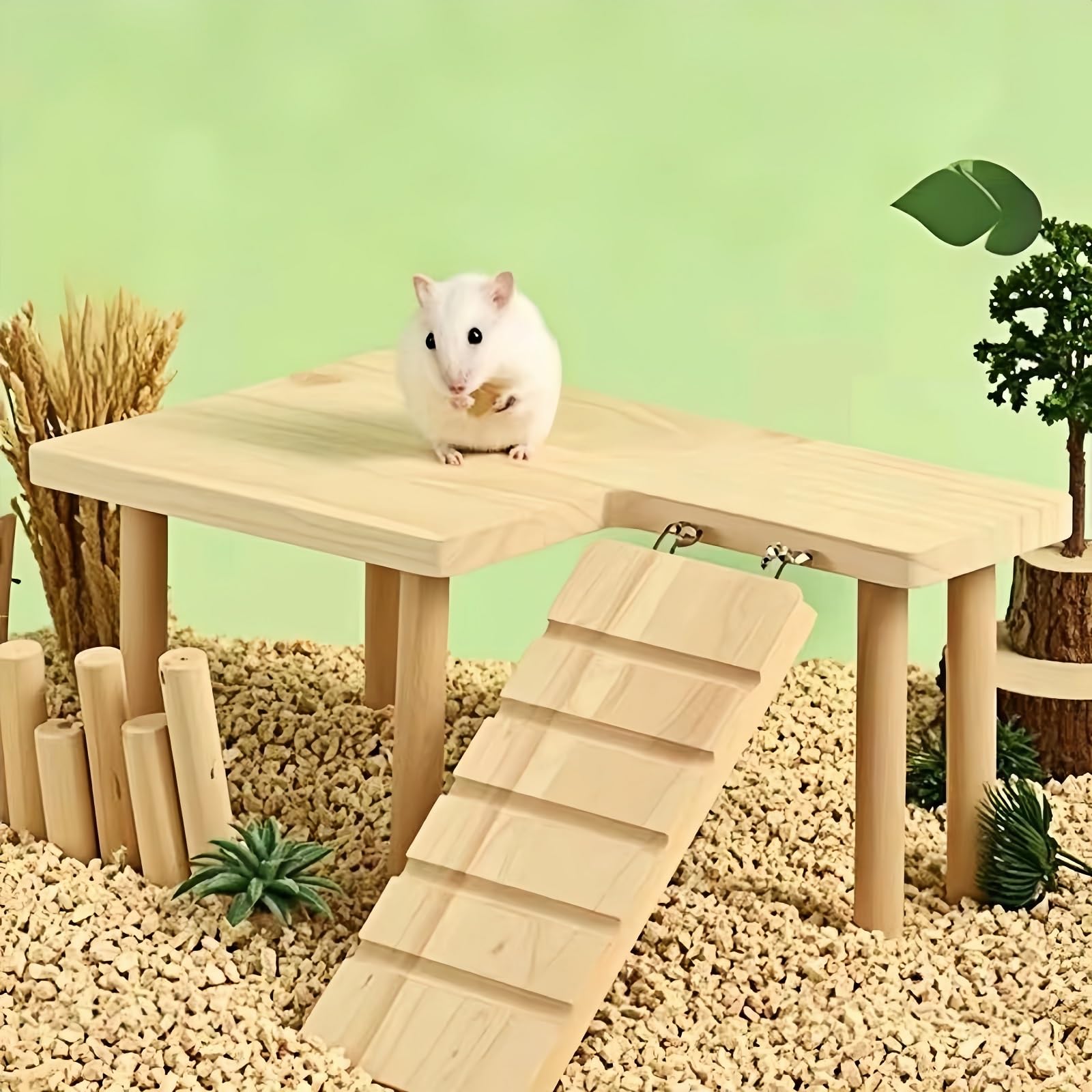 Feiena hamster platform demonstrates water bottle compatibility for easy hydration during activity.
