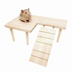 Feiena Wooden Hamster Platform closeup shows natural wood and smooth finish for safe chewing.