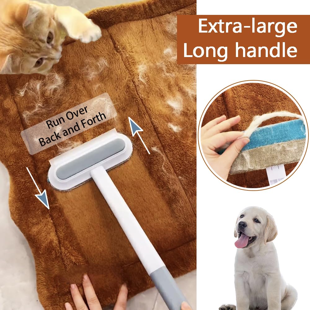 FeiFanYiGou pet hair remover fabric-upholstery close-up action for gentle fur removal