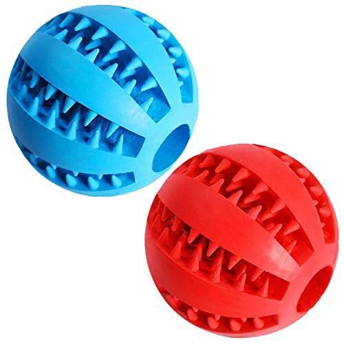 Feixun dog treat ball red front view showcases an interactive snack-dispensing toy