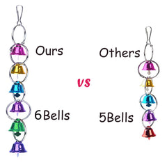 Fejapa bird bells toy with colorful bells encourages play and chewing in cage.