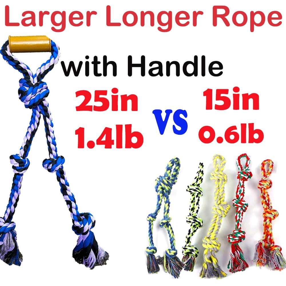 Fejapa rope toy with plastic handle for easy gripping during play