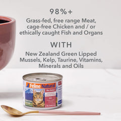 Feline Natural Beef Feast ingredients closeup showcases quality meat and organs