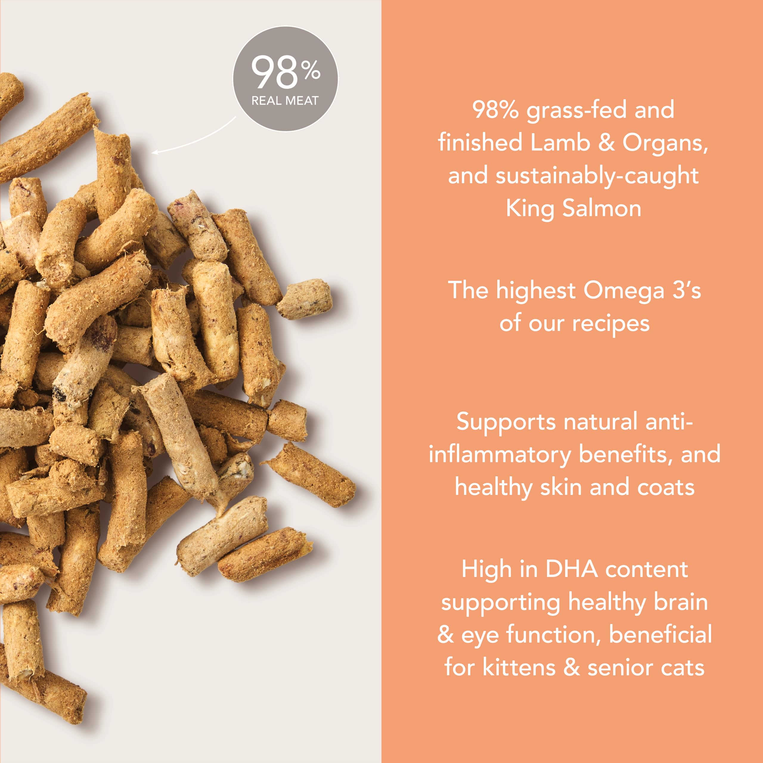Feline Natural packaging displays transparent ingredients for clear nutrition.