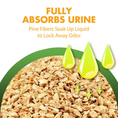 Feline Pine Absorbent Pine Wood highlights how the litter binds ammonia odors for easier scooping.