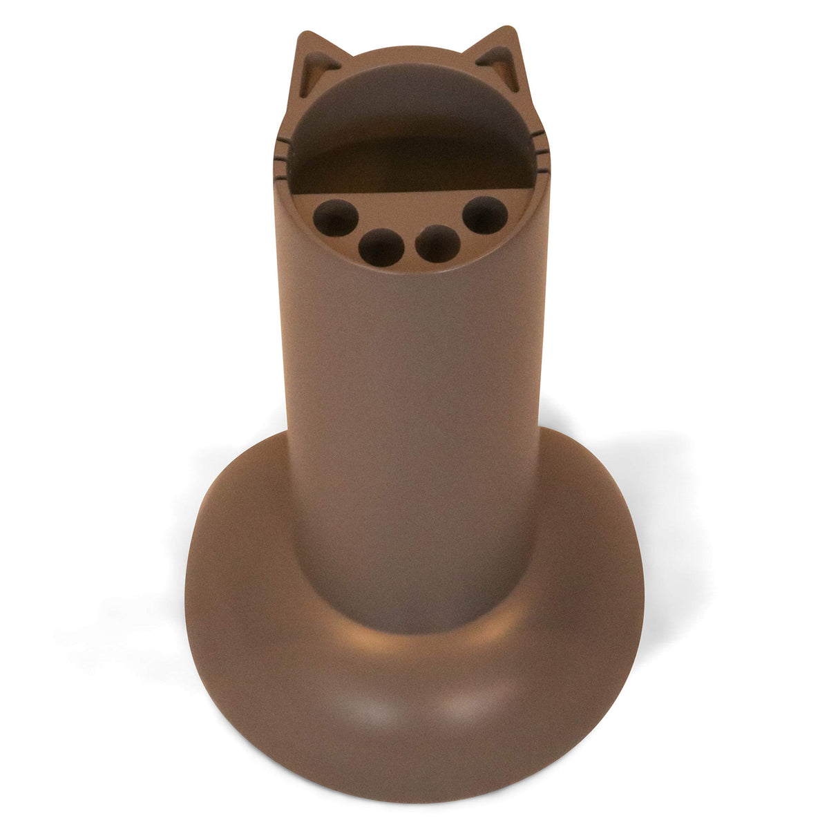 Feline Ruff cat teaser wand holder front view gray keeps toys organized.