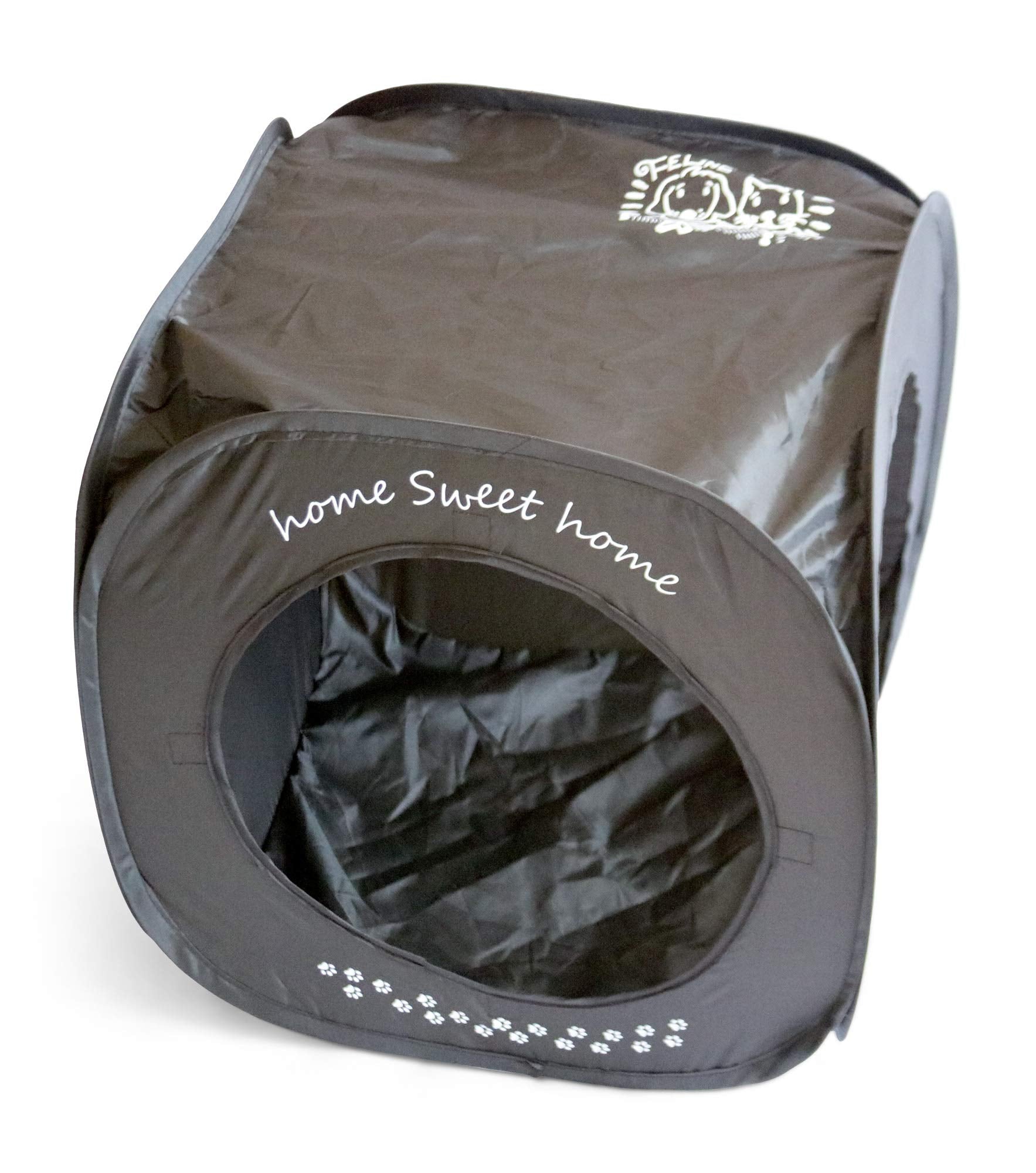Feline Ruff Home Sweet Home Cat Cube folding corners close-up shows quick setup.