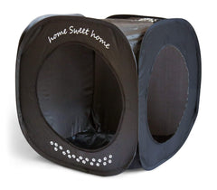Feline Ruff Home Sweet Home Cat Cube front view offering cozy privacy.