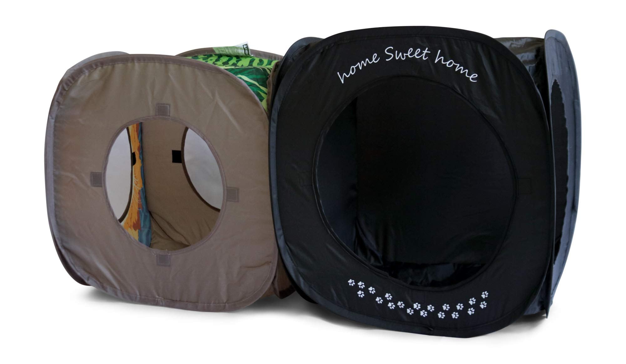 Feline Ruff Home Sweet Home Cat Cube during play demonstrates versatile hideaway.