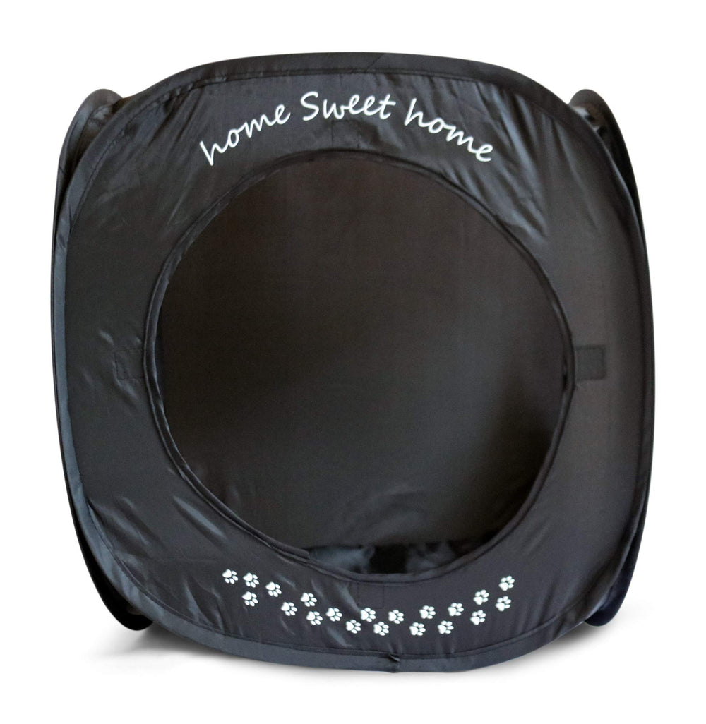 Feline Ruff Home Sweet Home Cat Cube side entrance highlights two-door access.